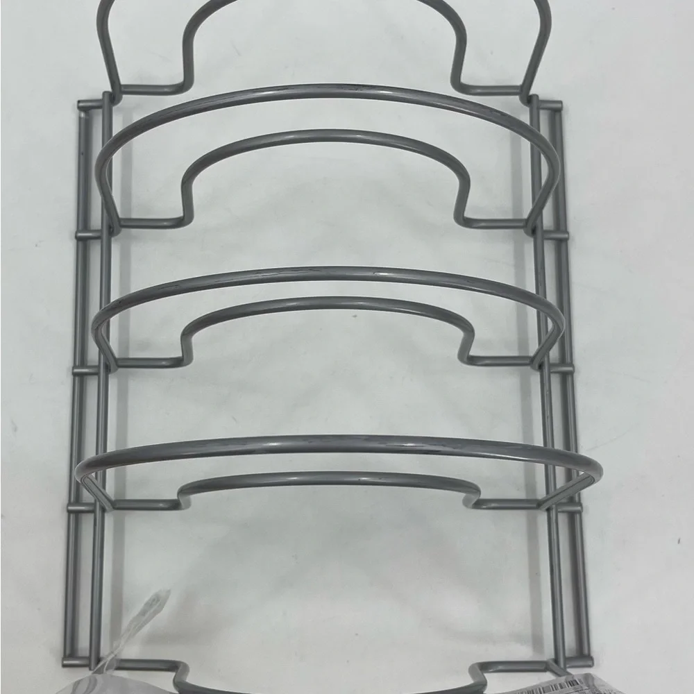 Rubbermaid 4 Tier Heavy-Duty Pot Pan Organizer Racks Cookware Lids Holder Silver